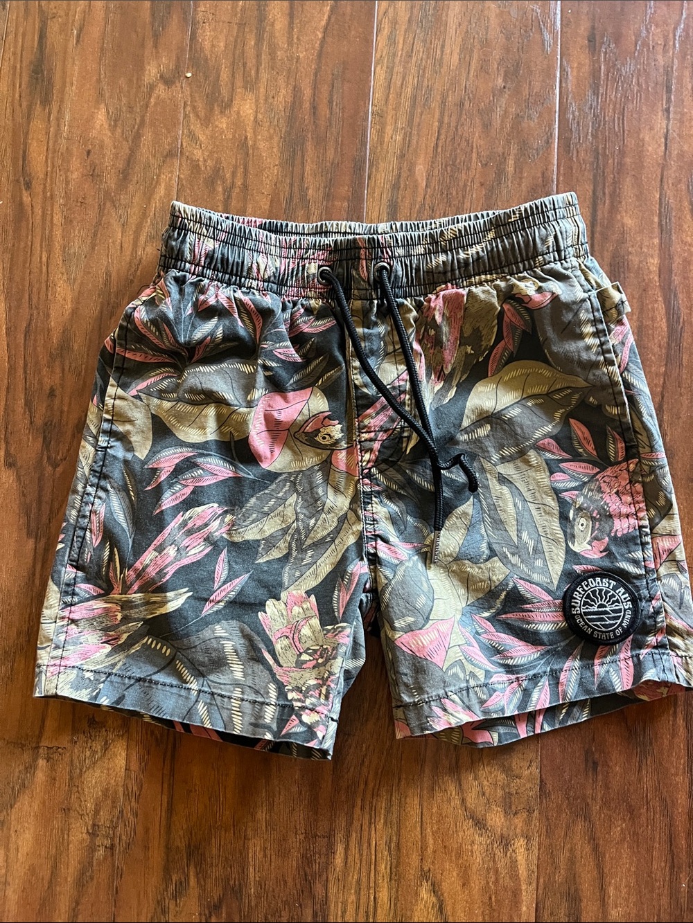Ghanda Boys Floral leisure and/or swim Shorts - Olive & Pink & Grey